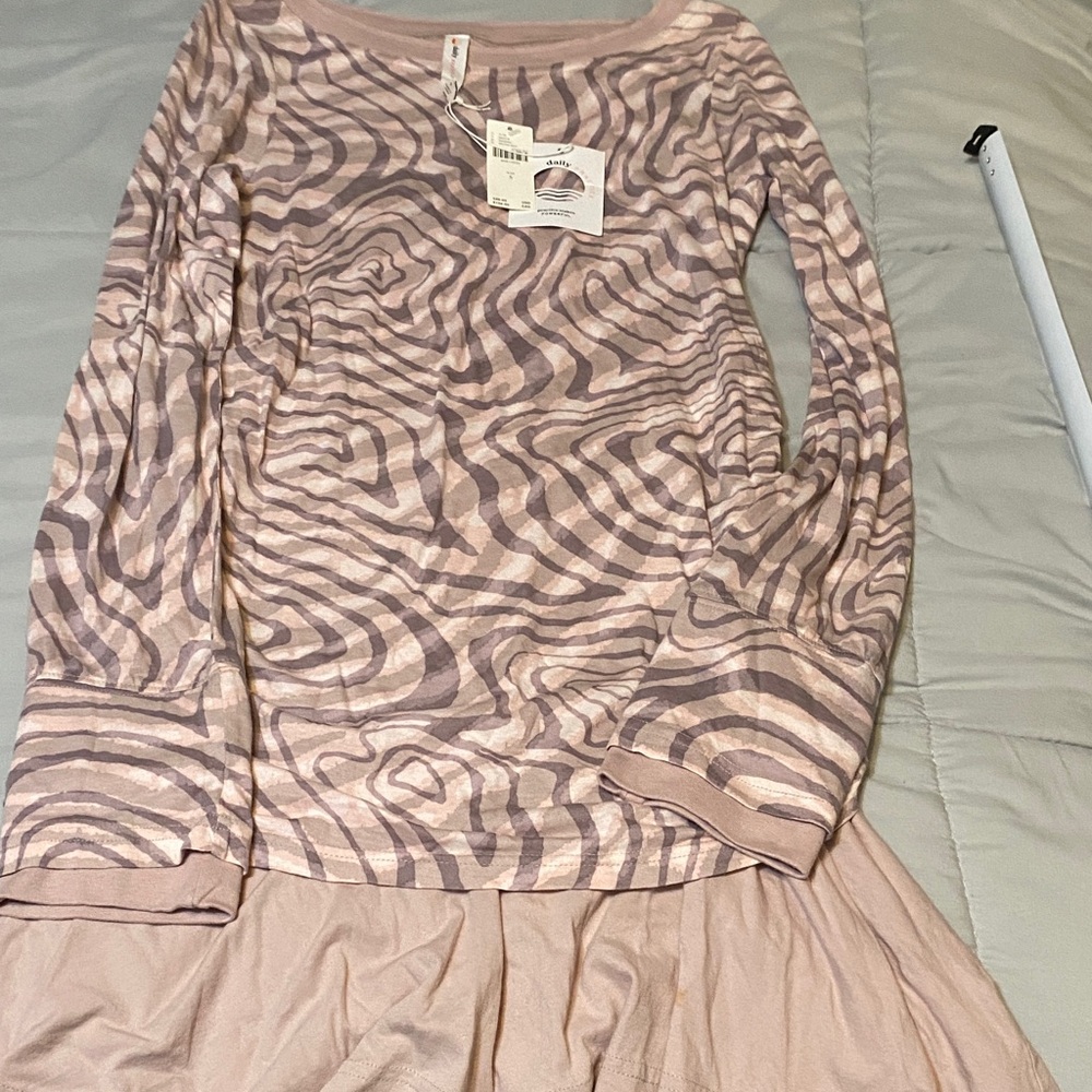 Light Pink Swirl Long Sleeve shirt dress